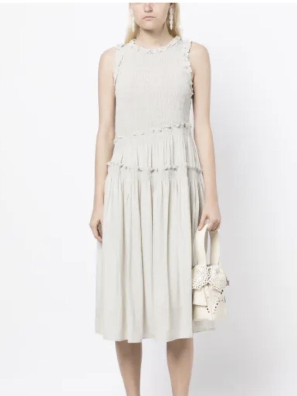 Farfetch B+AB light grey Sleeveless Smocked Tiered Maxi dress